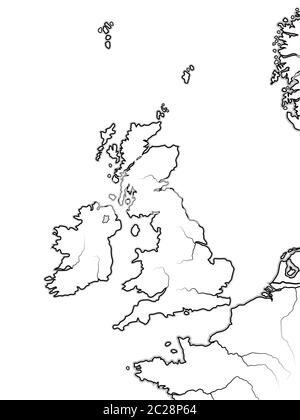 Karte der ENGLISCHEN Länder: Großbritannien, England, Schottland, Wales & Irland. Geografische Karte. Stockfoto