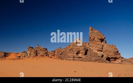 Abstrakte Felsformation an Tamezguida in Tassili nAjjer Nationalpark, Algerien Stockfoto