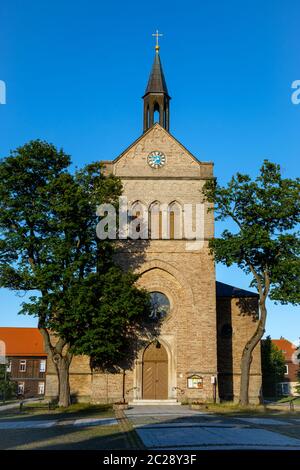 Blick auf die Kirche Hasselfelde im Harz Stockfoto