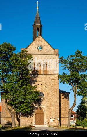 Blick auf die Kirche Hasselfelde im Harz Stockfoto