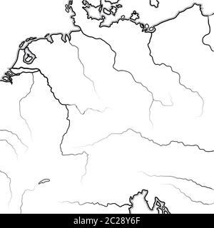 Karte der DEUTSCHEN Länder: Deutschland, Sachsen, Bayern, Teutonia, Preußen, Österreich. Geografische Karte. Stockfoto