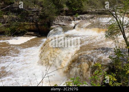 Katarakt fällt auf den Mill Creek, nach starken Regenfällen Stockfoto