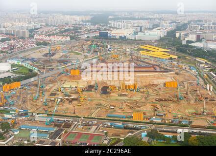 Bau Industriestandort Singapur Luftaufnahme Stockfoto