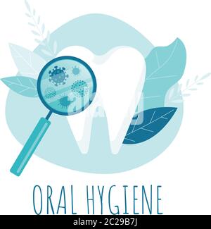 Zahnarztcheck. Gesunder Zahn. Mundhygiene. Zahnpflege Zahnvektor Konzept. Stock Vektor