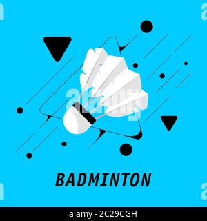 Federball Vektor-Symbol, Badminton, Sport blauer Hintergrund Stock Vektor