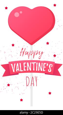 Valentinstag Hintergrund mit Herzen, Blätter und Typografie von glücklichen Valentinstag Text . Vektorgrafik. Stock Vektor