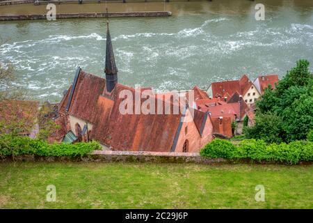 Entlang der Weitwanderweg Neckarsteig in Deutschland Hirschhorn Stockfoto