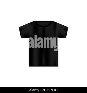 Schwarzes T-Shirt für Männer. Realistisches Modell. Kurzarm-T-Shirt Vorlage. Vektor auf isoliertem weißem Hintergrund. Eps 10. Stock Vektor