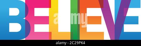 Farbiger Regenbogentext. Vektorbanner. Unternehmenskonzept. Verlaufstext. Transparenzbriefe Stock Vektor