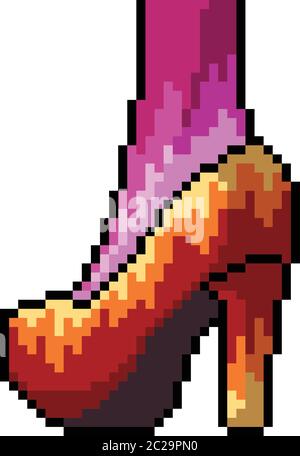 vektor Pixel Kunst High Heels Mode isoliert Cartoon Stock Vektor