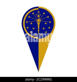 Indiana State Kartenzeiger pin Symbol Lage Flagge Marker Stockfoto