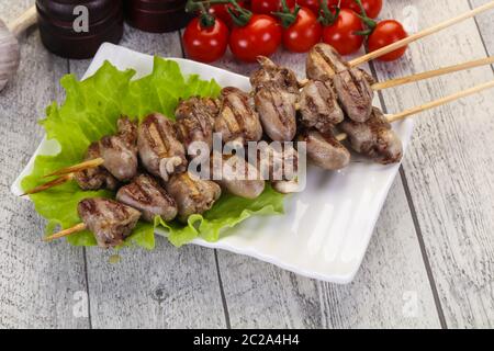 Huhn herzen Spieß-asiatische Küche Stockfoto