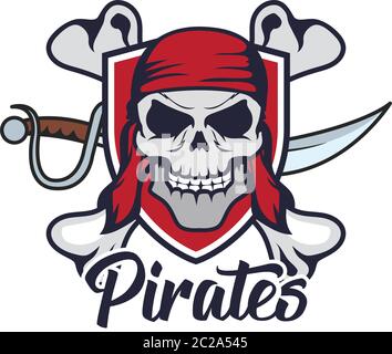 Piraten Schädel Symbol isoliert auf weißem Hintergrund, Vektor-Illustration Stock Vektor