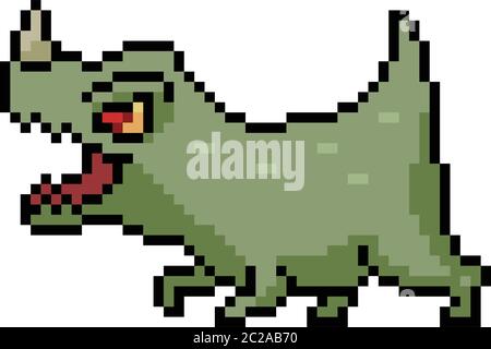 vektor Pixel Kunst Dinosaurier Monster isoliert Cartoon Stock Vektor