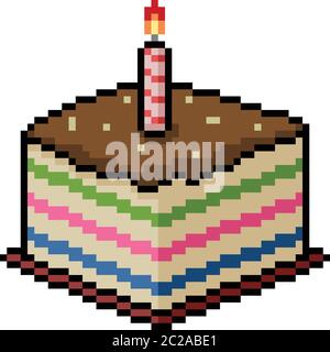 vektor Pixel Kunst Phantasie Kuchen Snack isoliert Cartoon Stock Vektor