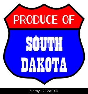 Route 66 Stil Verkehrszeichen mit der Legende produzieren von South Dakota Stockfoto