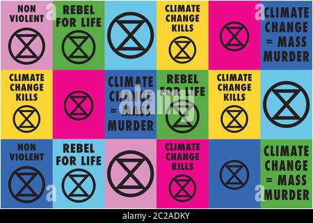 Aussterben Rebellion Klimawandel Plakate Stock Vektor