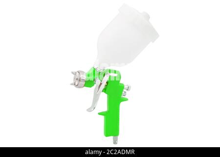 Grüne Spritzpistole isoliert auf weißem Hintergrund Stockfoto