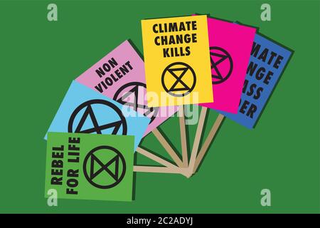 Aussterben Rebellion Klimawandel Plakate Stock Vektor