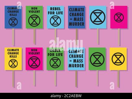 Aussterben Rebellion Klimawandel Plakate Stock Vektor