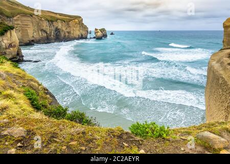 Tunnel Beach Neuseeland Stockfoto