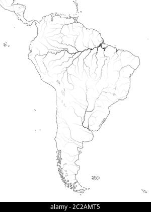 Weltkarte von SÜDAMERIKA: Lateinamerika, Argentinien, Brasilien, Peru, Patagonien, Amazonas. Geografische Karte. Stockfoto