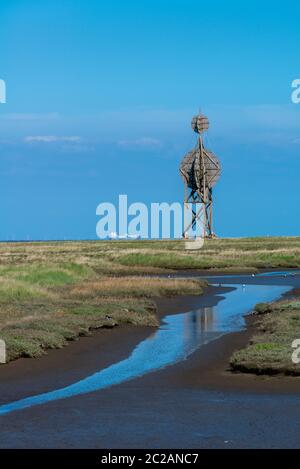 Meereszeichen Ostbake, Nordseeinsel Neuwerk, Wattenmeer, Bundesland Hamburg, UNESCO-Weltkulturerbe, Nationalpark Zone I, Deutschland, Europa Stockfoto