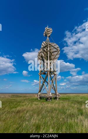 Meereszeichen Ostbake, Nordseeinsel Neuwerk, Wattenmeer, Bundesland Hamburg, UNESCO-Weltkulturerbe, Nationalpark Zone I, Deutschland, Europa Stockfoto