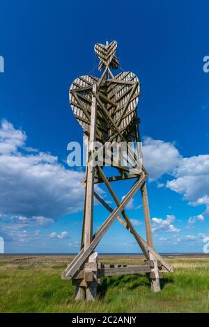 Meereszeichen Ostbake, Nordseeinsel Neuwerk, Wattenmeer, Bundesland Hamburg, UNESCO-Weltkulturerbe, Nationalpark Zone I, Deutschland, Europa Stockfoto