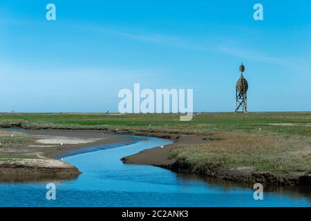 Meereszeichen Ostbake, Nordseeinsel Neuwerk, Wattenmeer, Bundesland Hamburg, UNESCO-Weltkulturerbe, Nationalpark Zone I, Deutschland, Europa Stockfoto