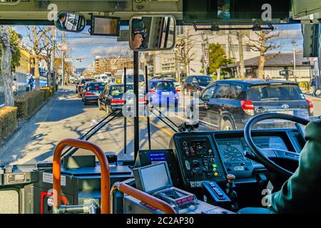 Bus Driver Point of View, Kyoto, Japan Stockfoto