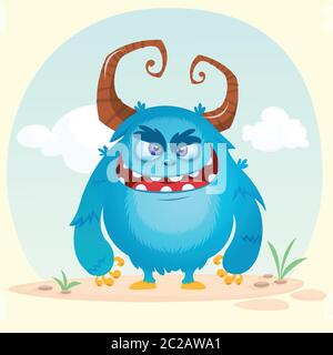 Happy Cartoon Monster. Vektor Halloween Monster Stock Vektor