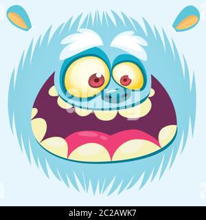 Cartoon Yeti Gesicht. Vector bigfoot Schneemann. Design für T-Shirt-Print, Aufkleber oder Illustration Stock Vektor