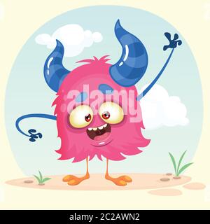 Happy Cartoon Monster. Vektor Halloween Monster Stock Vektor