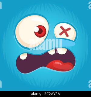 Cool Cartoon Monster Gesicht schreien. Halloween Vektor Illustration Stock Vektor