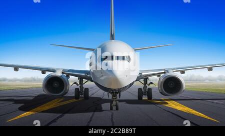 Modernes Airliner auf einer Startbahn bereit zum Start Stockfoto