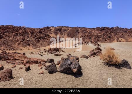 Die lavafelder von Las Canadas Caldera der Vulkan Teide. Teneriffa, Spanien Stockfoto