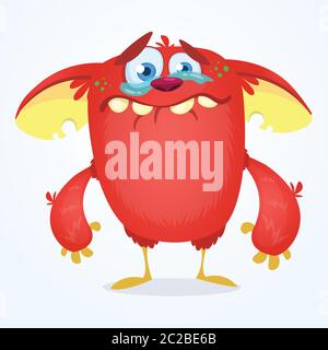 Happy Cartoon Monster. Vektor Halloween Monster Stock Vektor