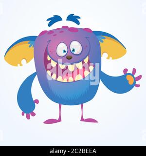 Happy Cartoon Monster. Vektor Halloween Monster Stock Vektor