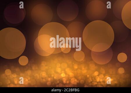 Eine festliche Abstrakt dunkel Golden Orange gradient Hintergrund Textur mit Glitter defokussierten Funkeln bokeh Kreisen. Karte Konzept für ein glückliches Neues Jahr, party Stockfoto
