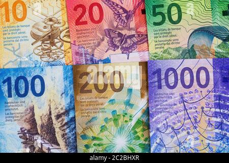 Schweizer Franken, einen geschäftlichen Hintergrund Stockfoto
