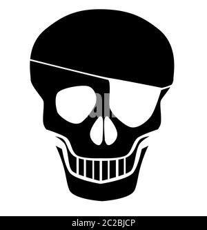 Piraten-Augenklappe Mit Totenkopf – Schwarz, Elastisches Band, Für Karneval & Mottoparty
