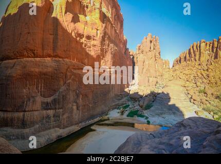 Panorama im Canyon aka Guelta d'Archei in East Ennedi, Tschad Stockfoto