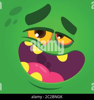 Cartoon lachen lustige Zombie Gesicht. Vektor Zombie Monster Quadrat Avatar Stock Vektor