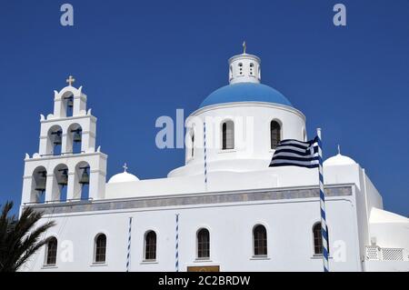 Kirche auf Santorini Stockfoto