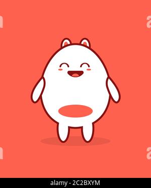 Niedliche Kawaii, glücklich, lächelnd Ei Charakter. Vektorgrafik Stock Vektor