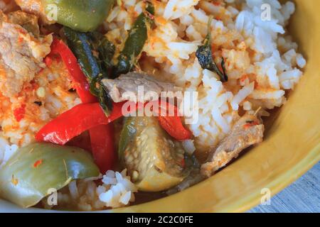 Curry Reis würzige thailändische Küche hautnah Stockfoto