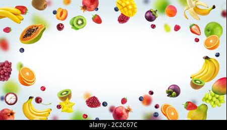Rahmen aus Früchte und Beeren Stockfoto