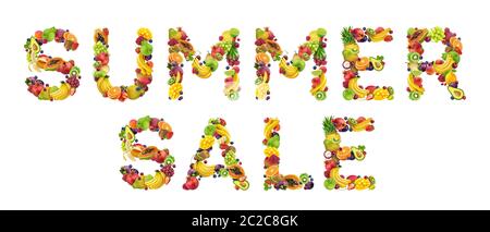 Summer Sale Banner aus Früchte und Beeren Stockfoto