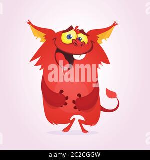 Angst Cartoon lustige Monster mit großen Ohren. Clipart-Abbildung Stock Vektor